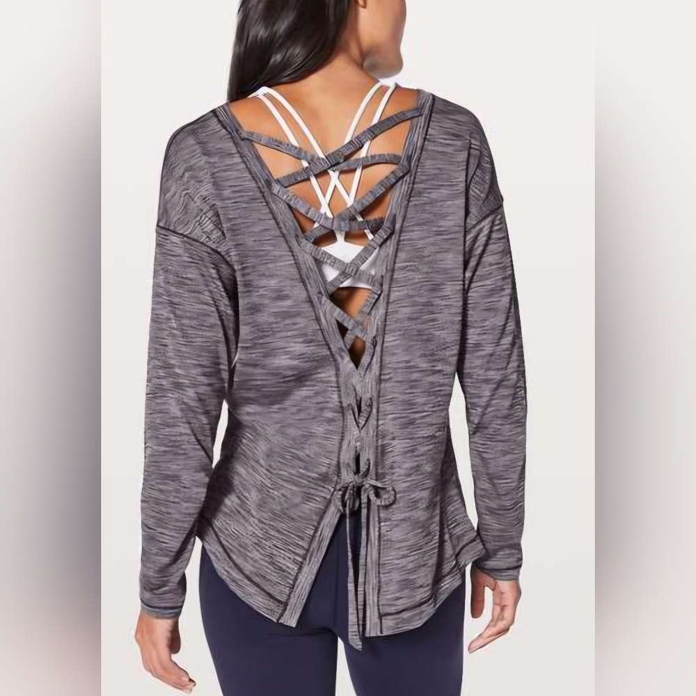 Lululemon Laced With Intent Long Sleeve Heathered Black Grape